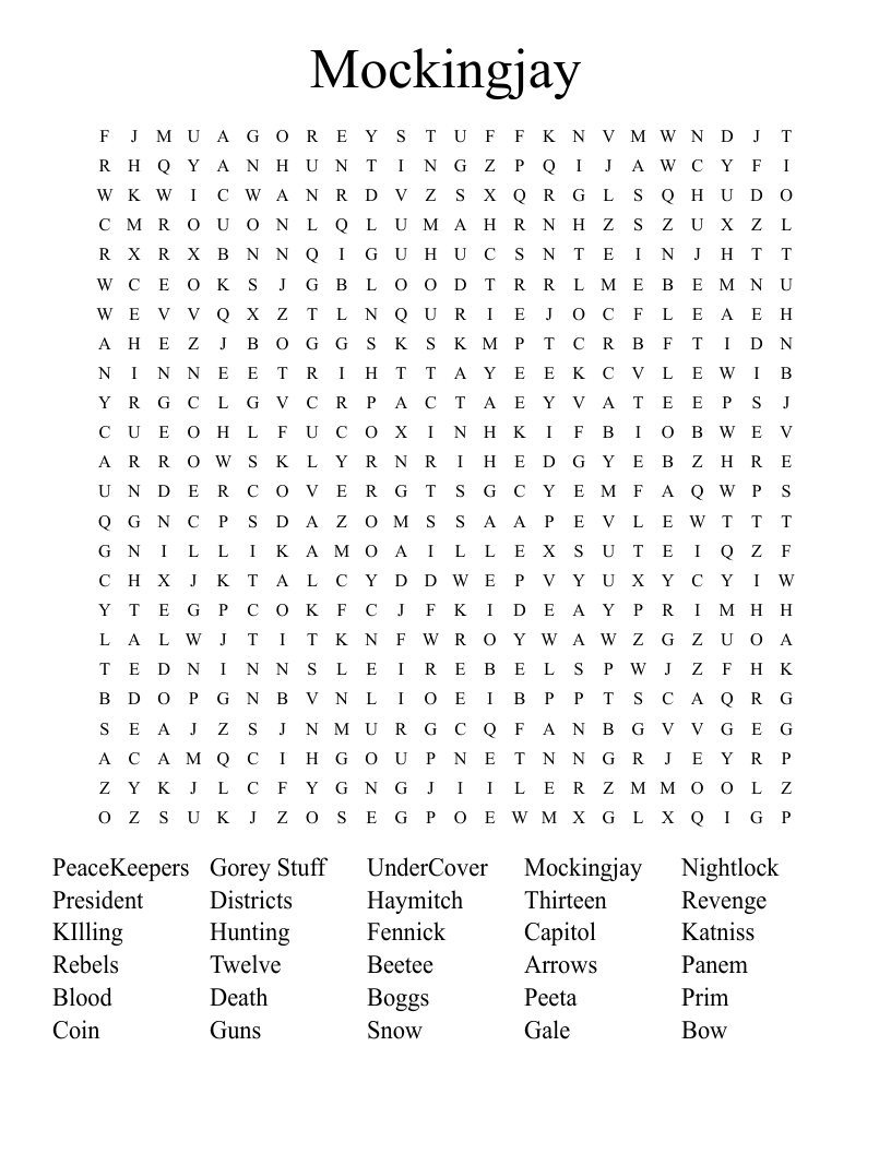 Mockingjay Word Search