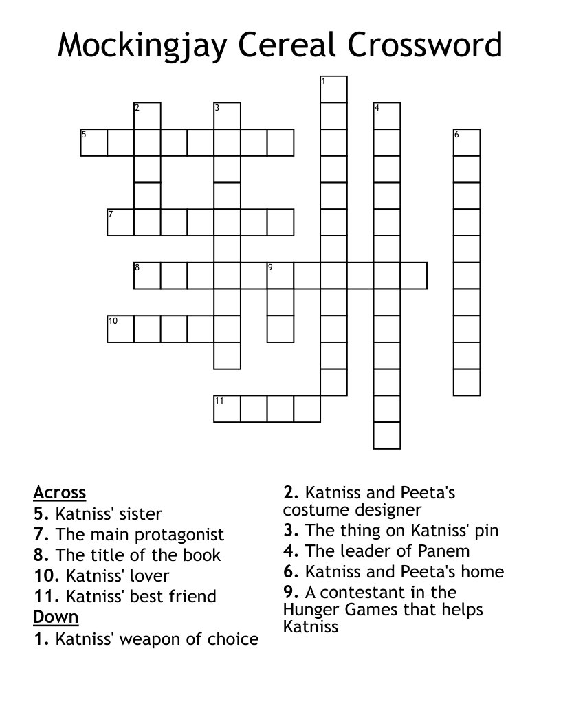 Mockingjay Cereal Crossword