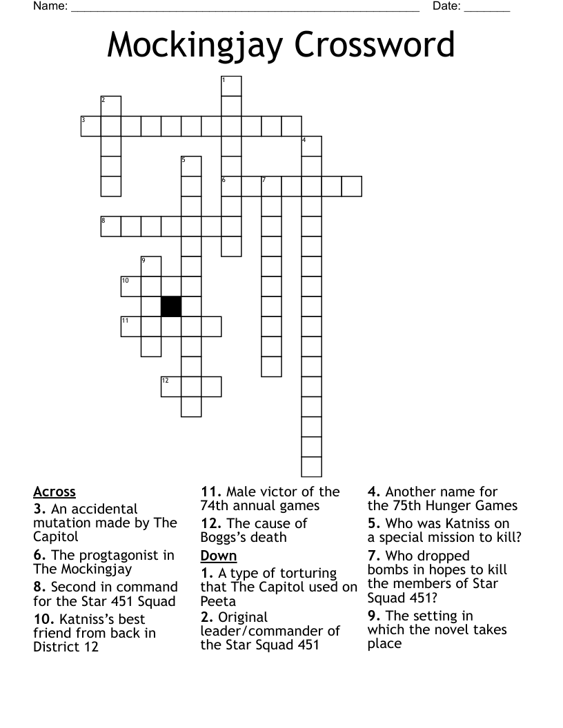 Mockingjay Crossword 