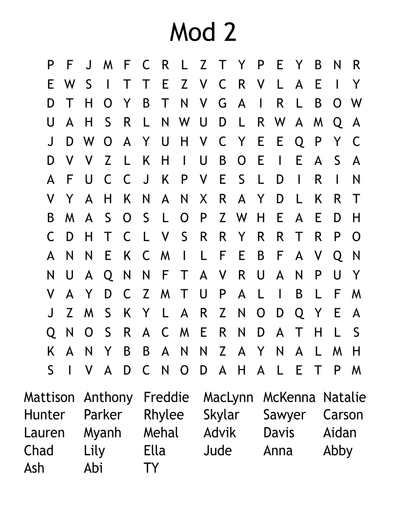 Mod 2 Word Search