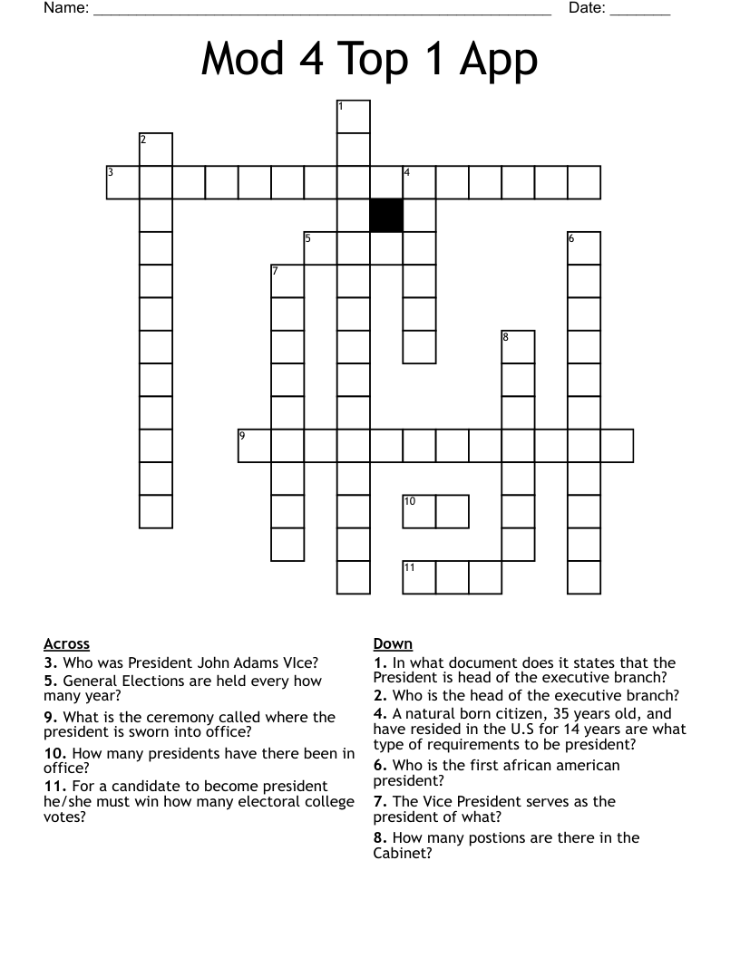 Mod 4 Top 1 App Crossword