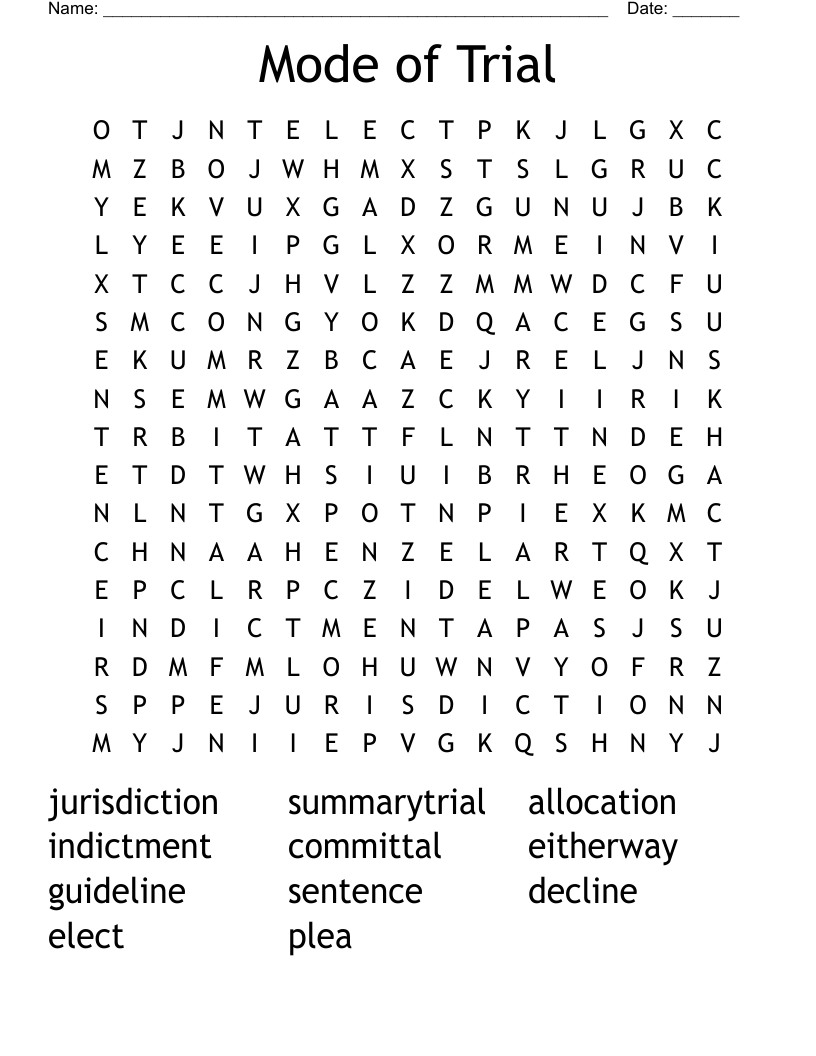 Mode of Trial Word Search