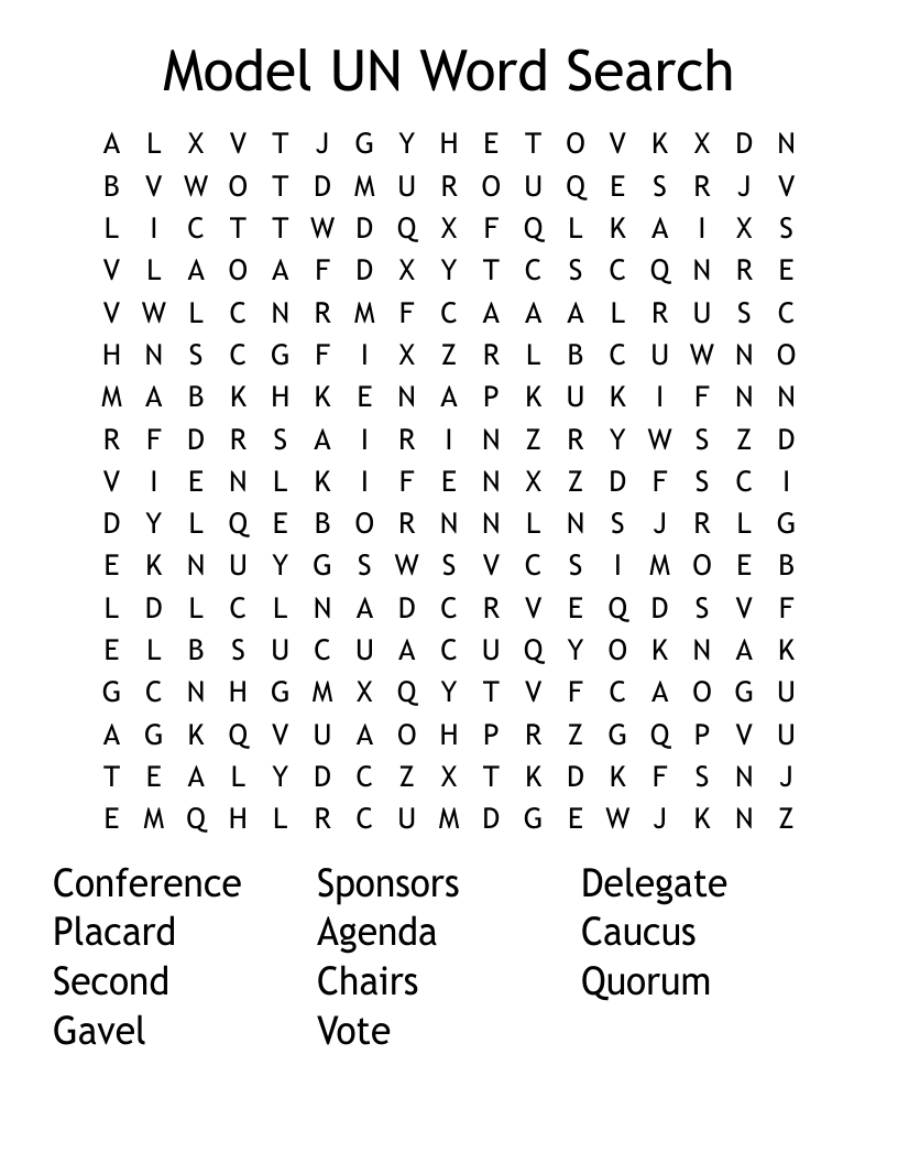 Model UN Word Search 