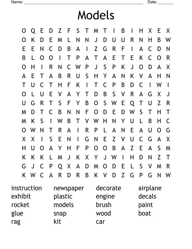 Models Word Search