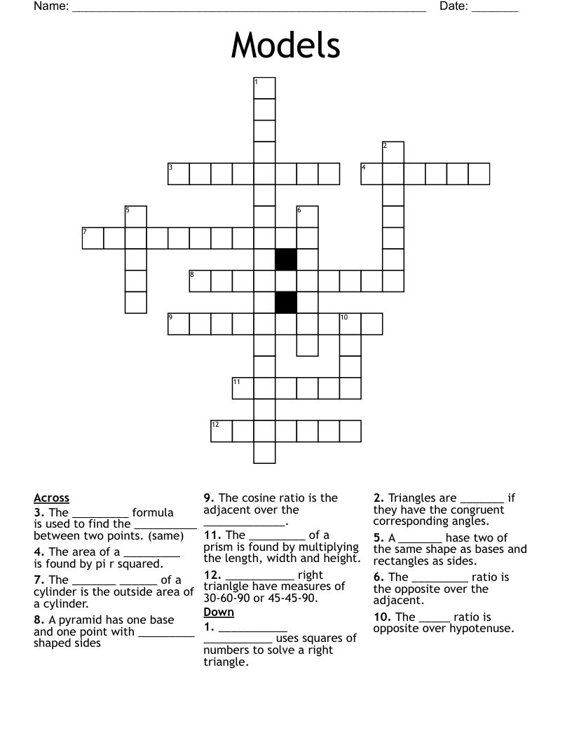 Models Crossword
