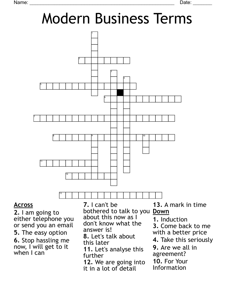 Modern Business Terms Crossword