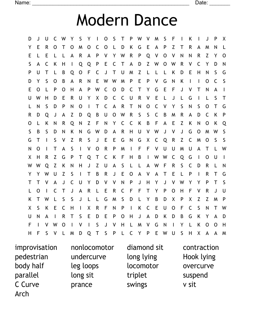 Modern Dance Word Search