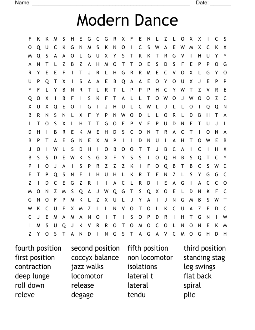 Modern Dance Word Search
