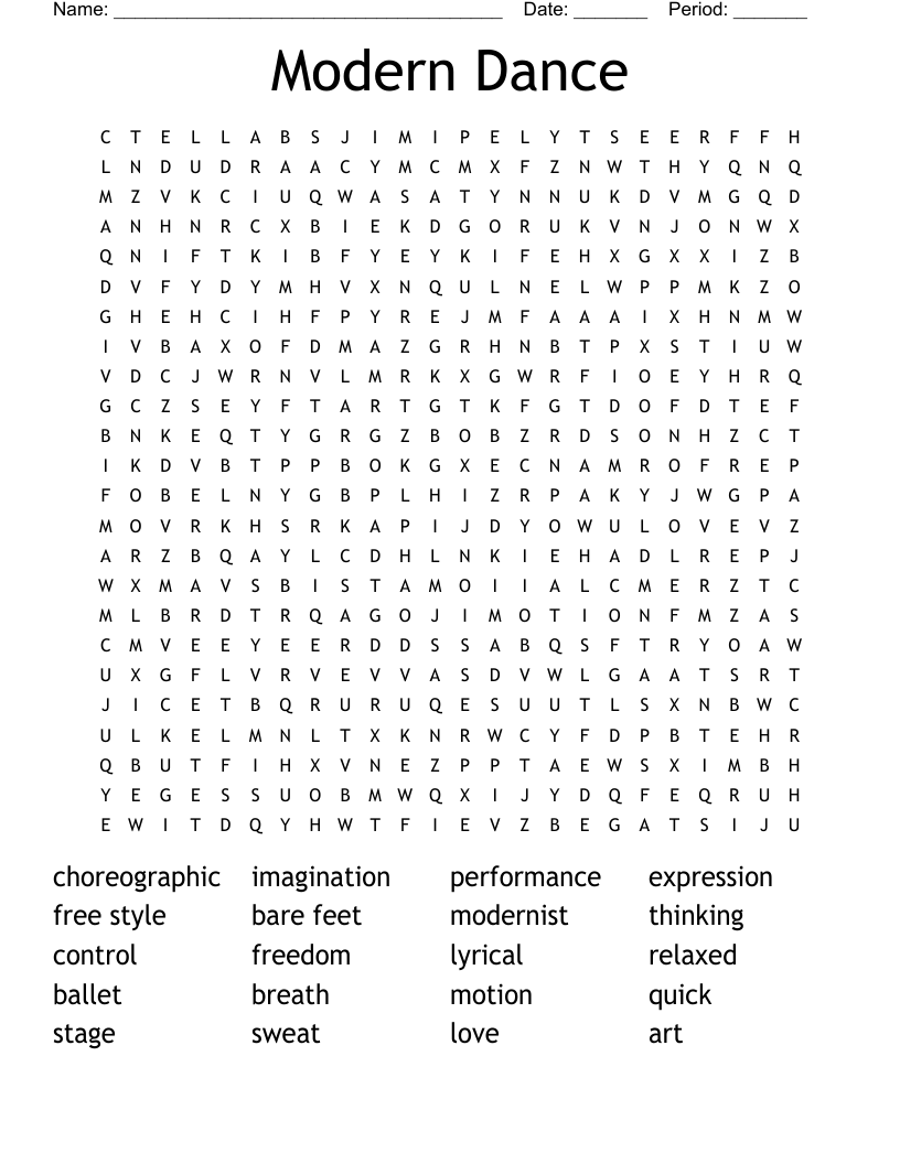Modern Dance Word Search