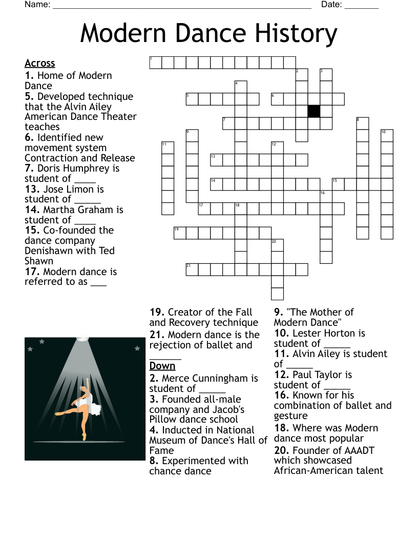Modern Dance History Crossword