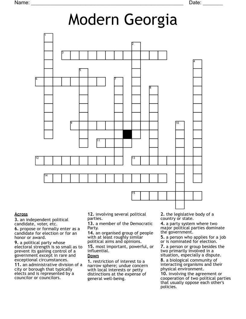 Modern Georgia Crossword