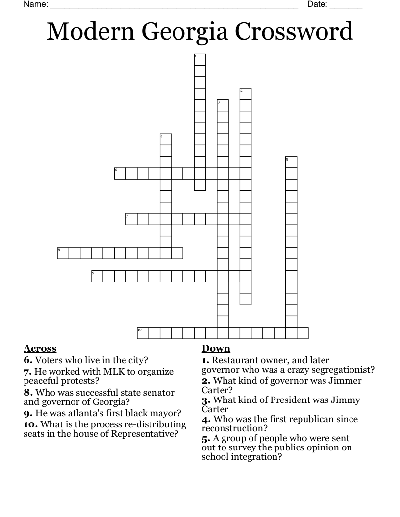 Modern Georgia Crossword