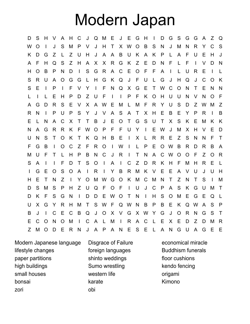 Modern Japan Word Search