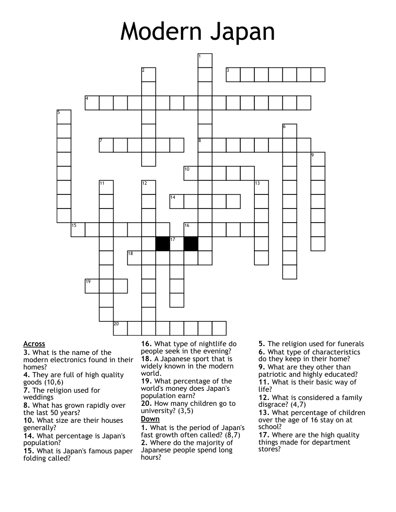Modern Japan Crossword