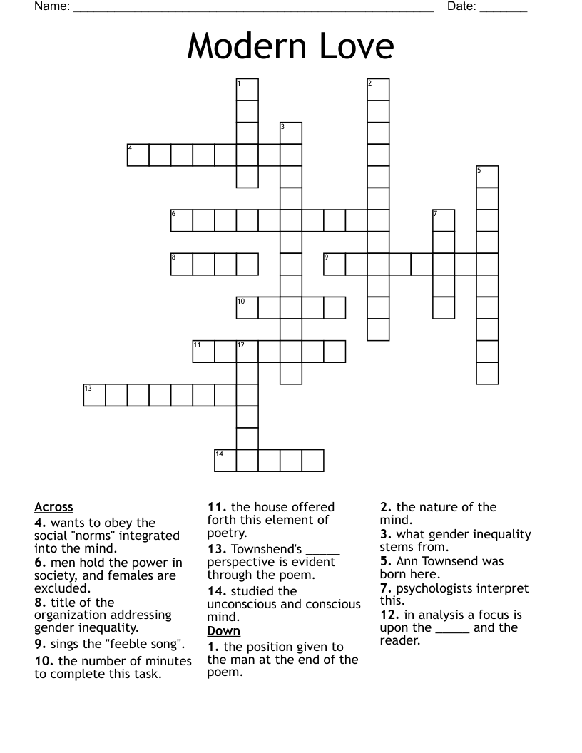 Modern Love Crossword