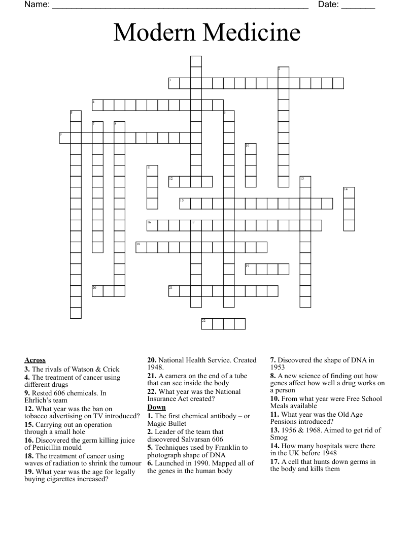 Modern Medicine Crossword