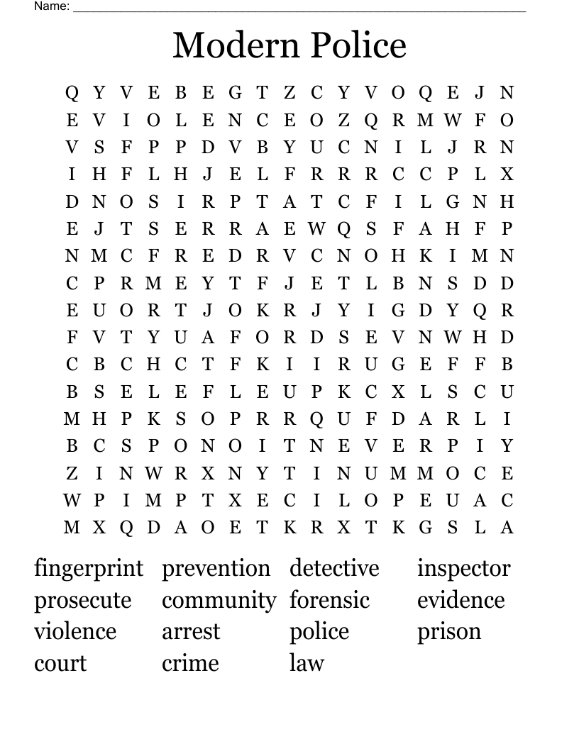 Modern Police Word Search