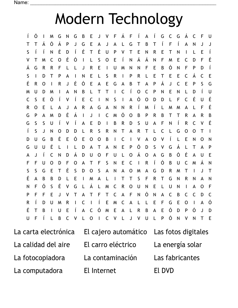 Modern Technology  Word Search