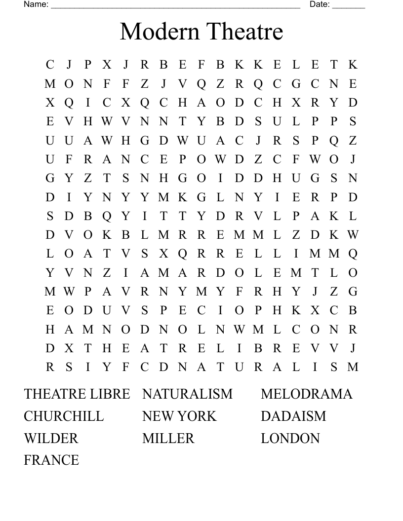 Modern Theatre Word Search
