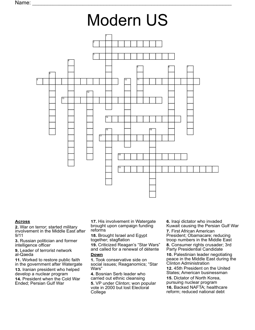 Modern US Crossword