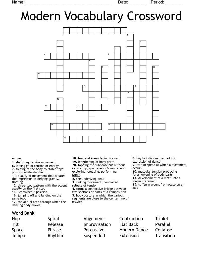 Modern Vocabulary Crossword
