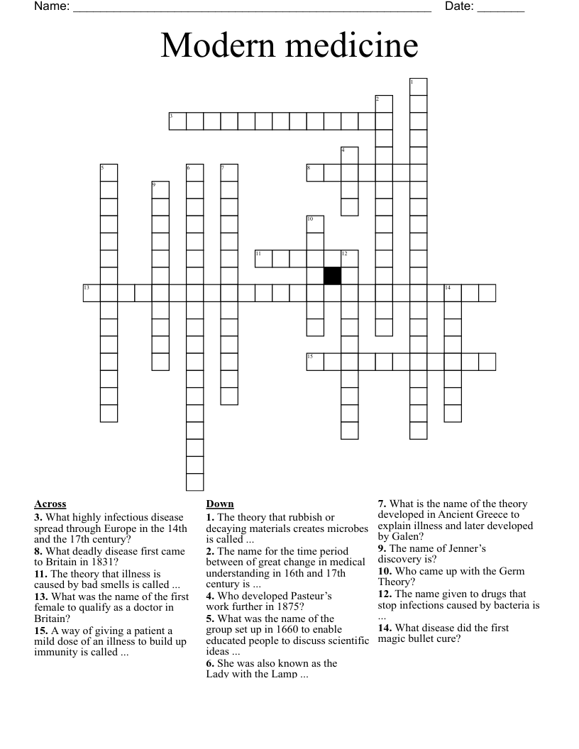 Modern medicine Crossword