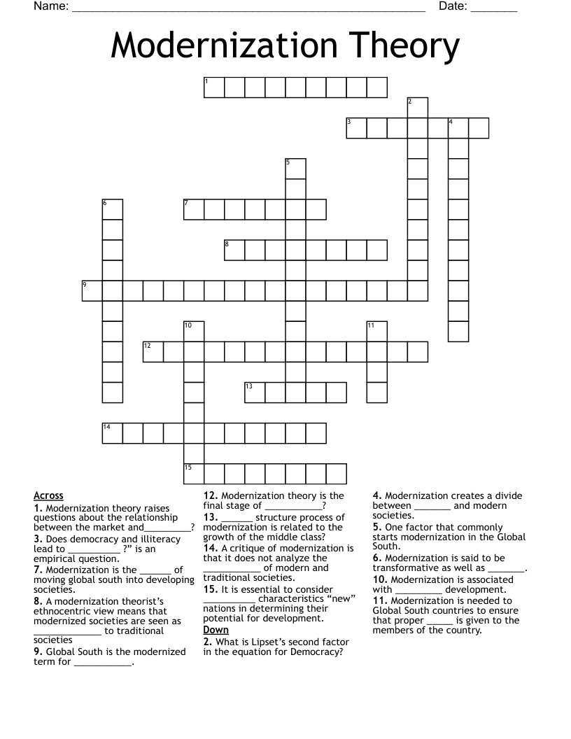 Modernization Theory Crossword