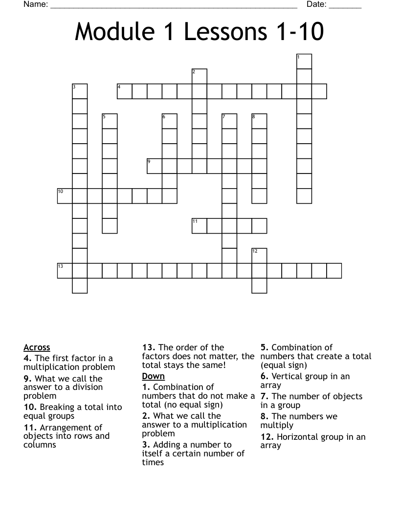 Module 1 Lessons 1-10 Crossword