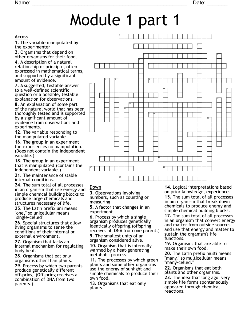 Module 1 part 1 Crossword