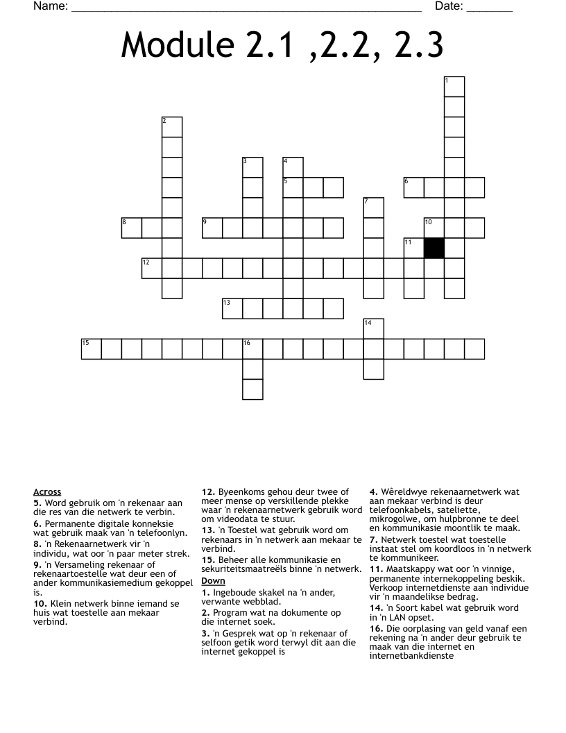 Module 2.1 ,2.2, 2.3 Crossword