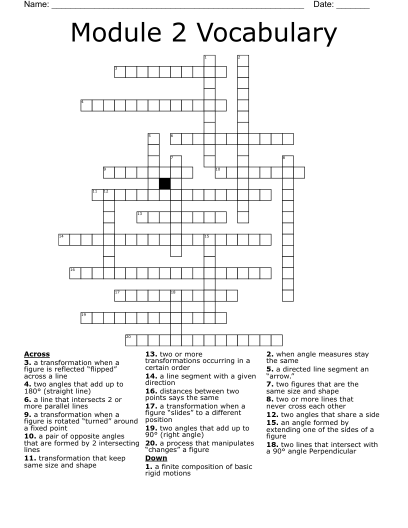 Module 2 Vocabulary Crossword