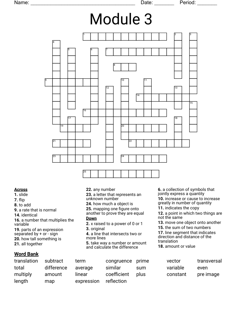 Module 3 Crossword