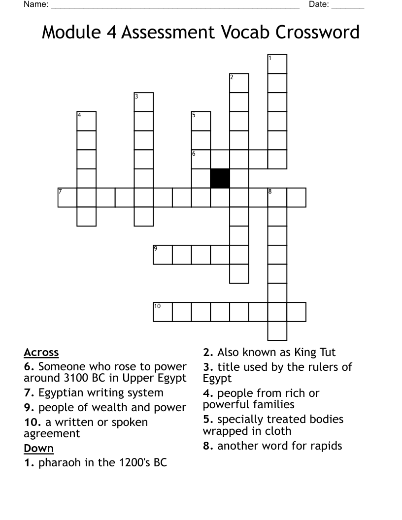 Module 4 Assessment Vocab Crossword