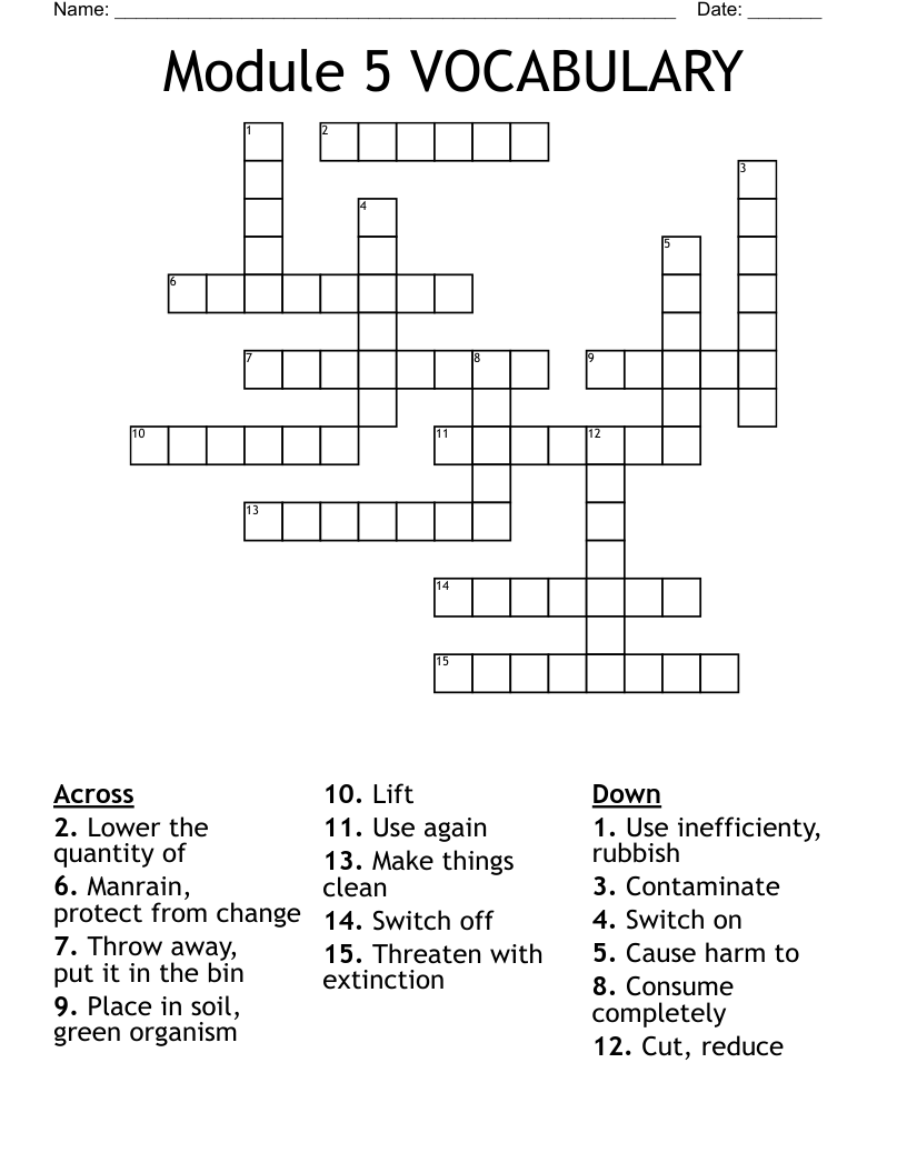 Module 5 VOCABULARY Crossword