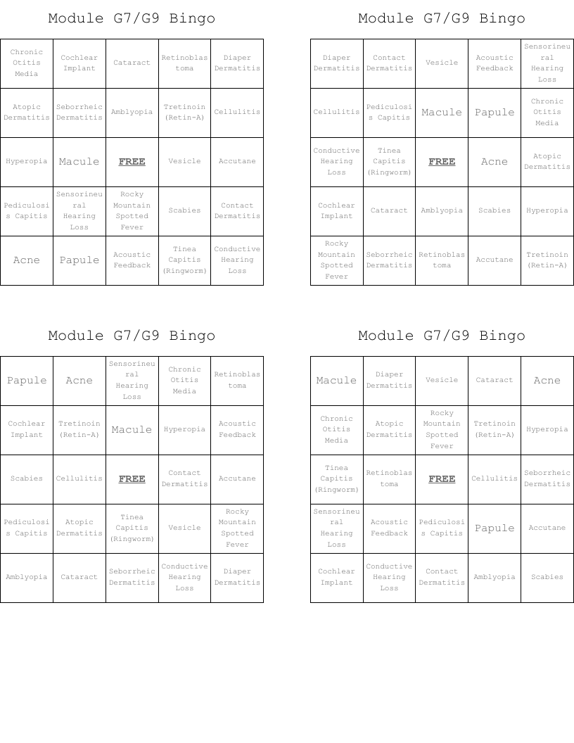 Module G7/G9 Bingo