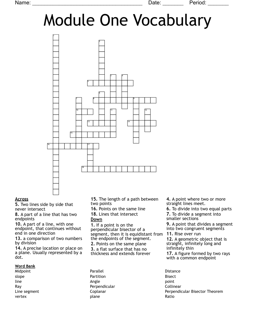Module One Vocabulary Crossword