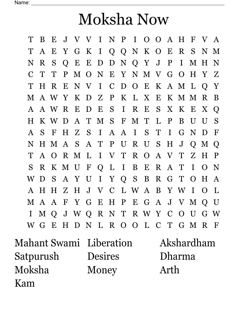 Moksha Now Word Search