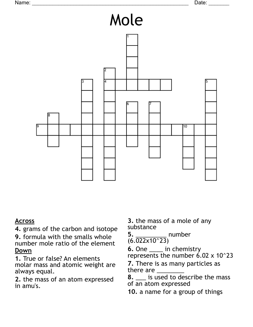 Mole Crossword