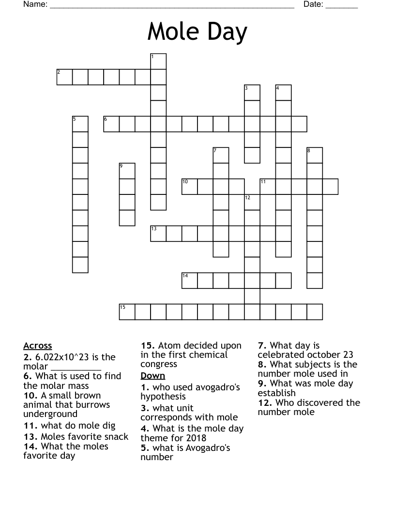 Mole Day Crossword