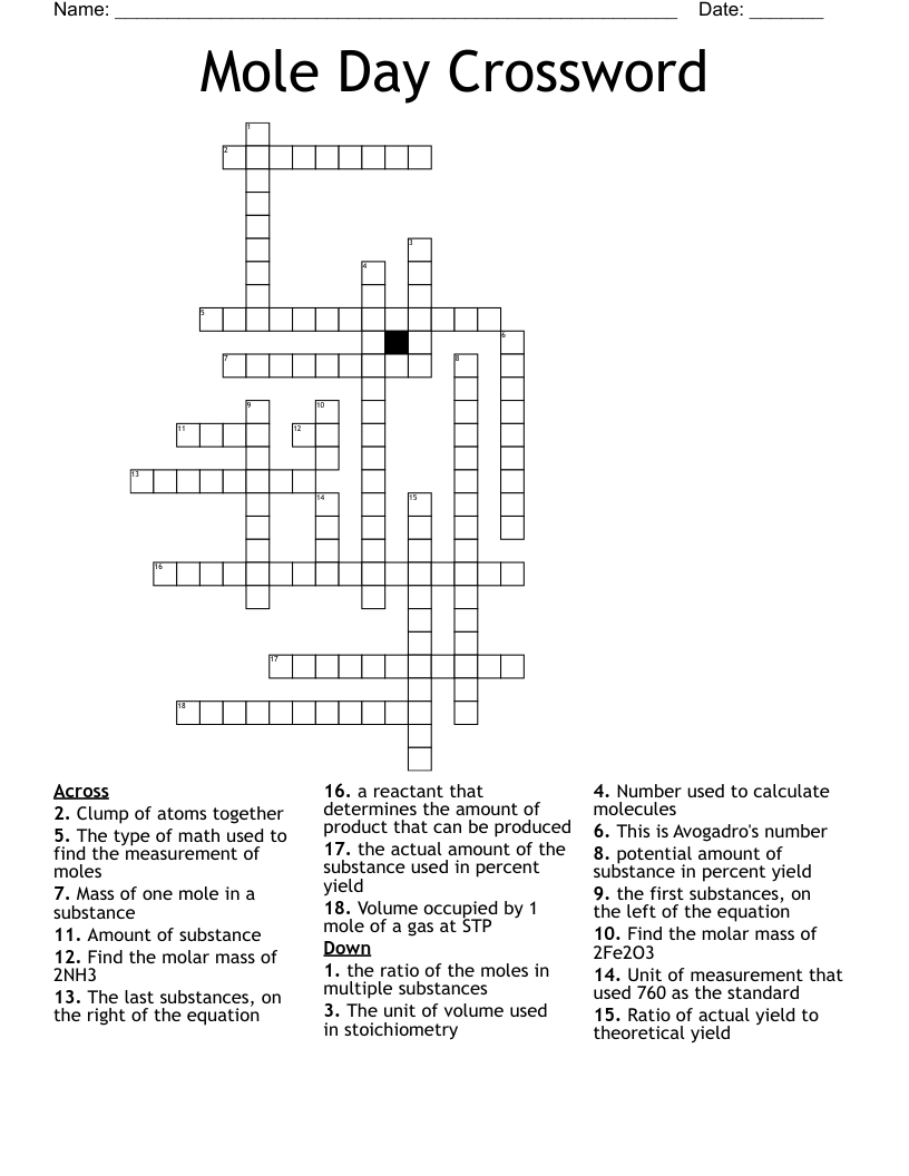 Mole Day Crossword