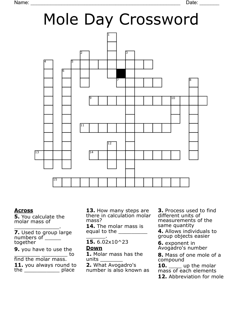 Mole Day Crossword
