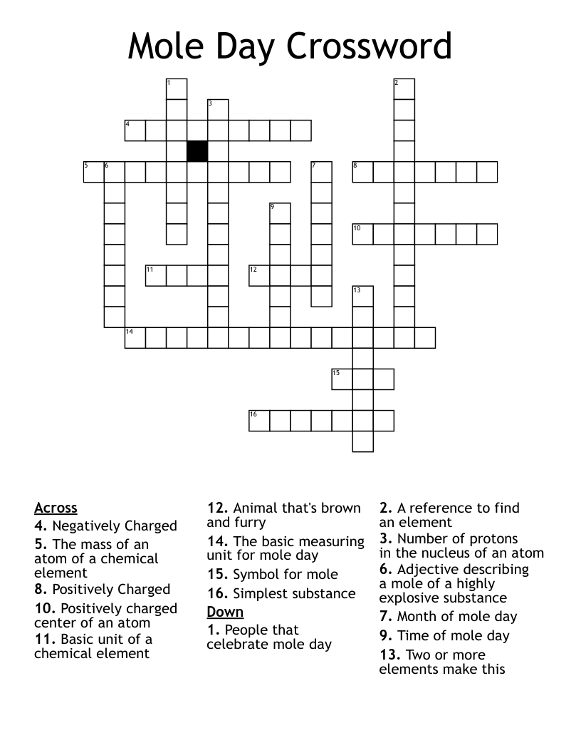 Mole Day Crossword