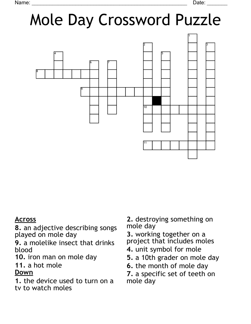 Mole Day Crossword Puzzle