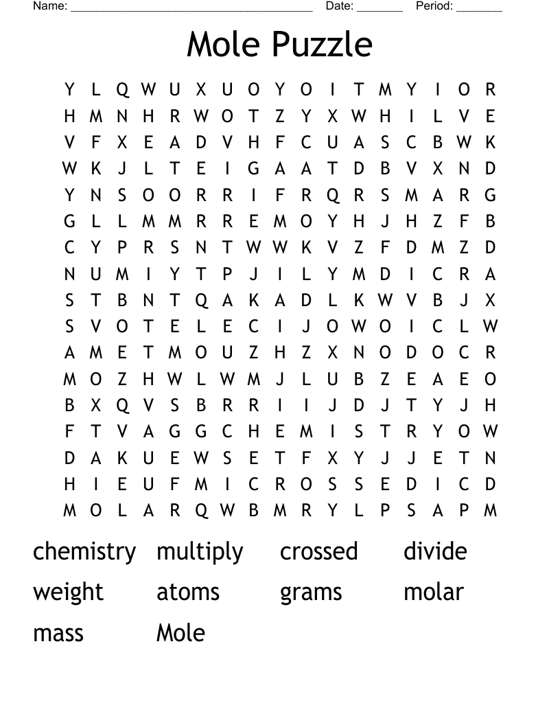 Mole Puzzle Word Search