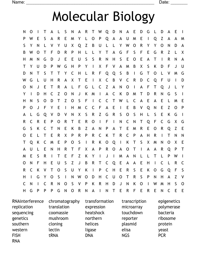 Molecular Biology Word Search