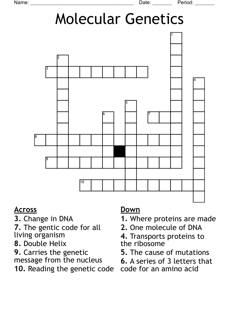 Molecular Genetics Crossword