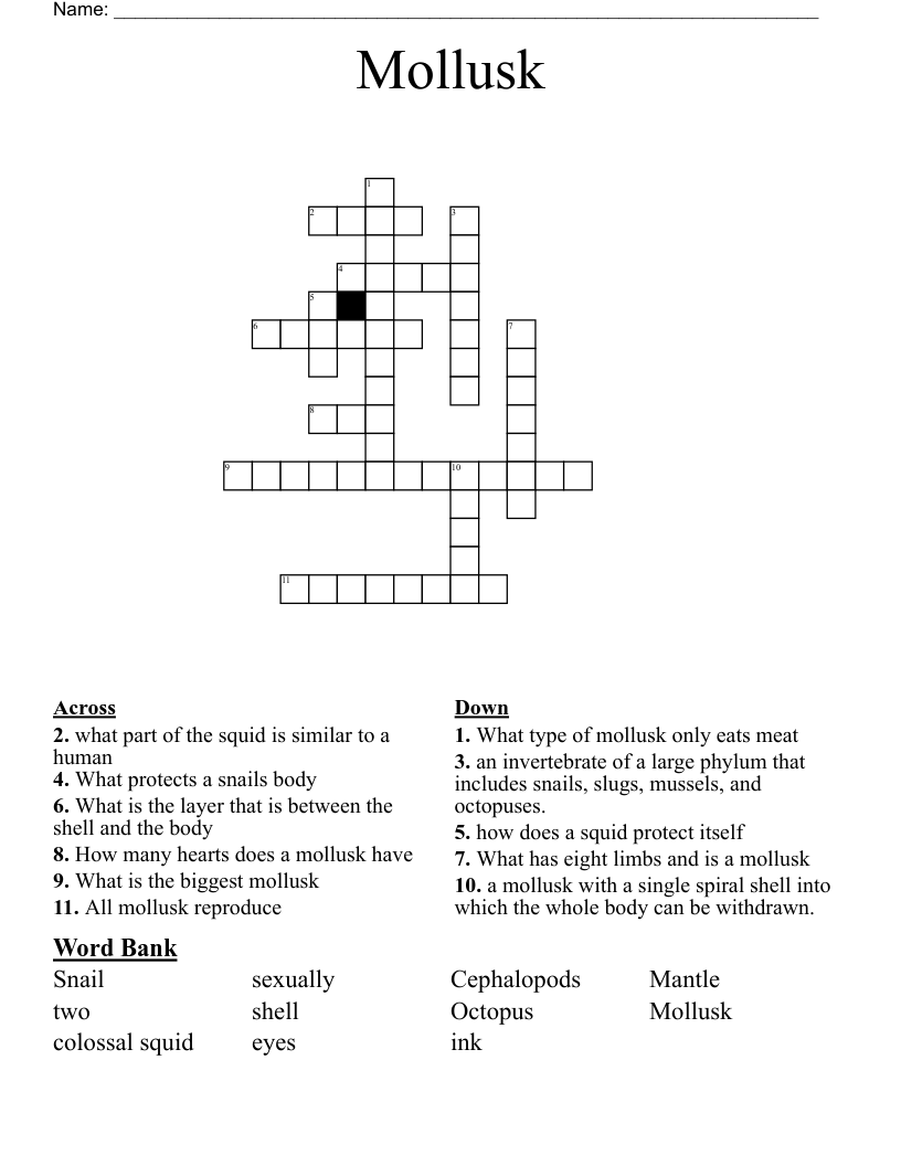 Mollusk Crossword