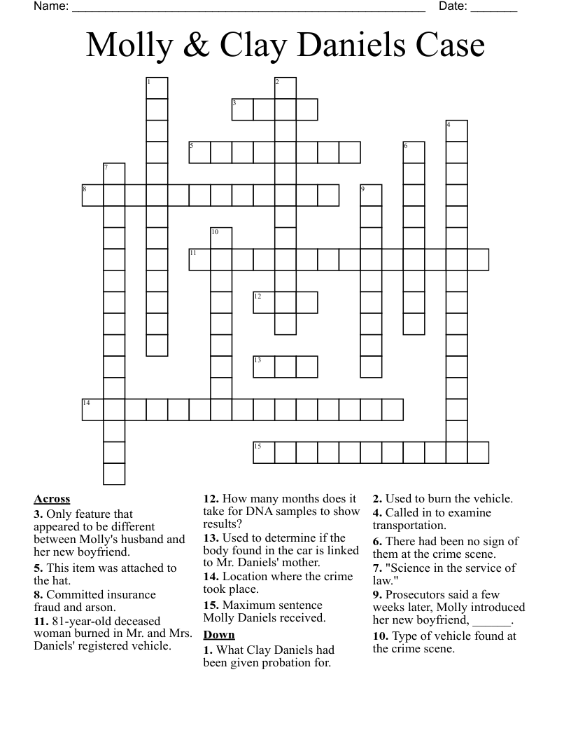 Molly & Clay Daniels Case Crossword