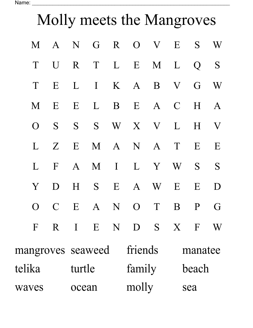 Molly meets the Mangroves Word Search