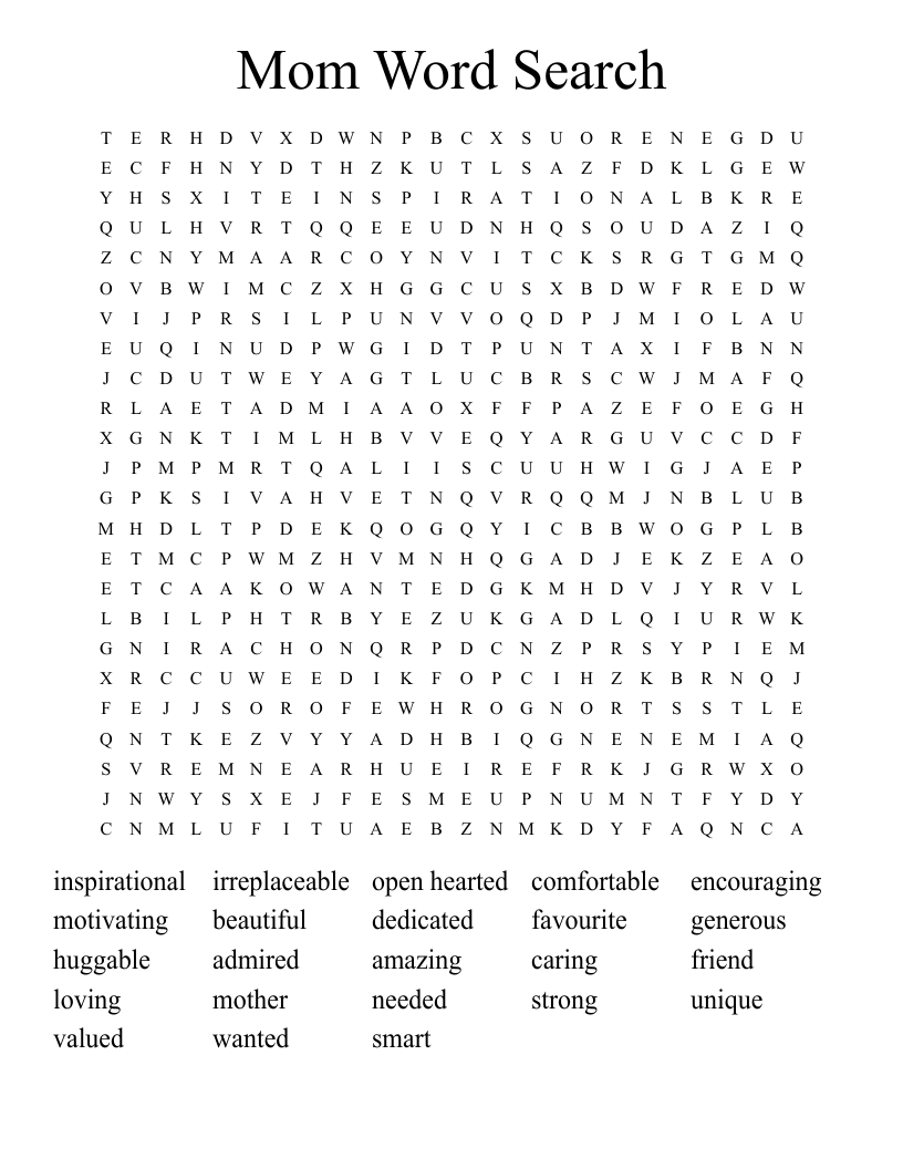 Mom Word Search